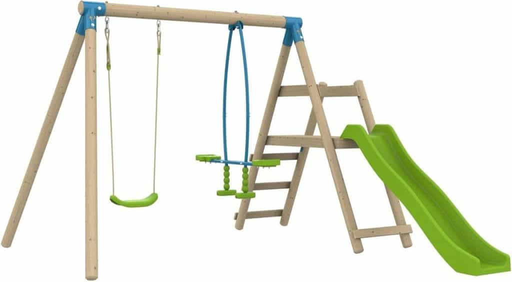 Test de la station Arbousier avec balançoire et toboggan en bois FSC
