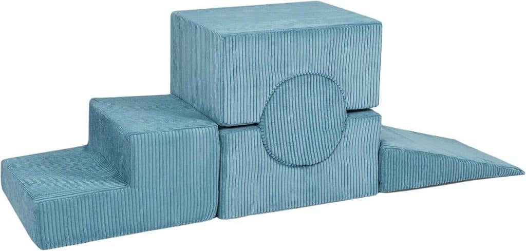 Test du parcours de motricité évolutif Meowbaby pour enfants : motricité et escalade éducative en mousse turquoise
