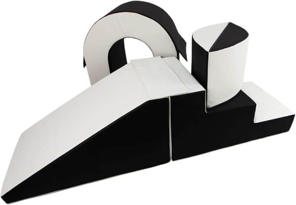 Velinda Set de Blocs en Mousse 4 éléments avec Petit Pont pour crèches et maternelles (Couleur: Noir - Blanc)