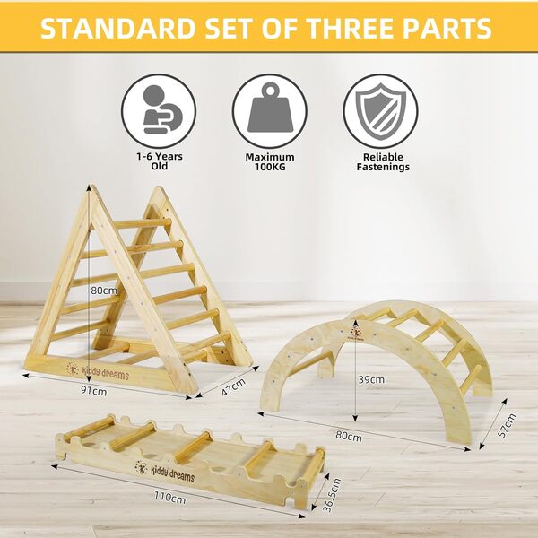 CCLIFE Triangles d'escalade Style Pikler Cadre d'escalade en Bois pour Enfants Grimpeurs Ludiques D'intérieur dès 1 an