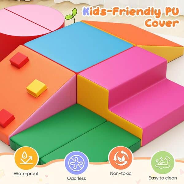 Parcours motricité bébé,6 pièces Jouets d'escalade,Mousse Blocs de Construction Jouets éducatifs,Soft Play Corner Climber pour Tout-Petits Bébé 1 Ans+ (Couleur)