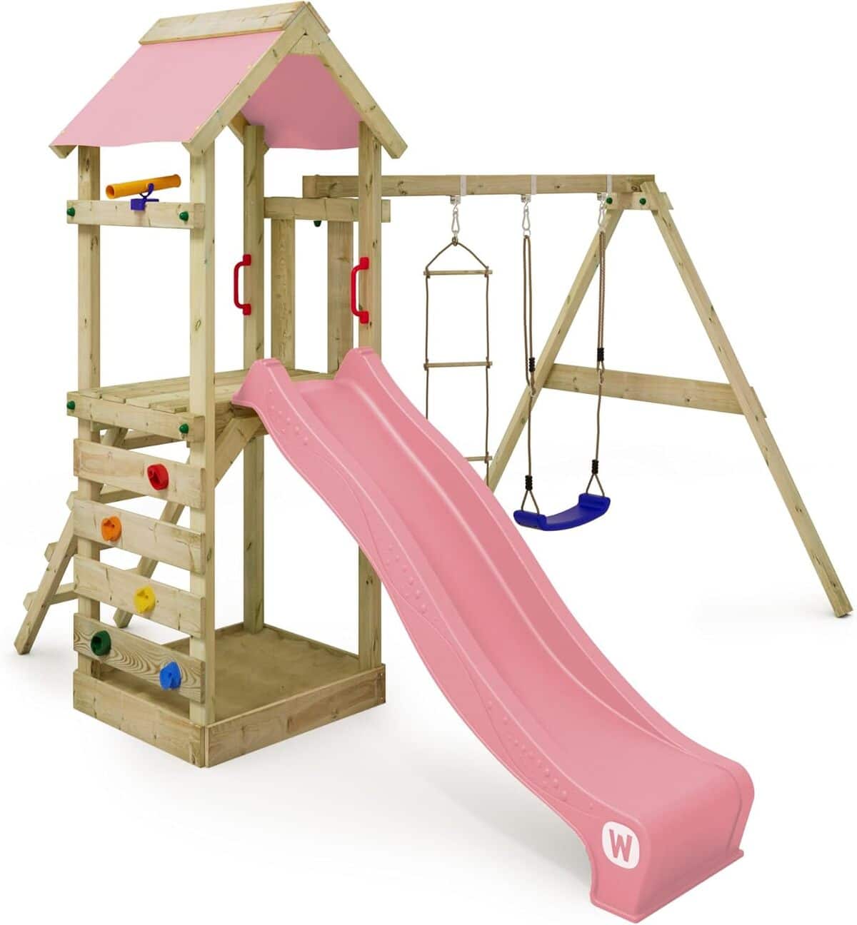 Test : aire de jeux Wickey FreeFlyer avec toboggan rose pastel