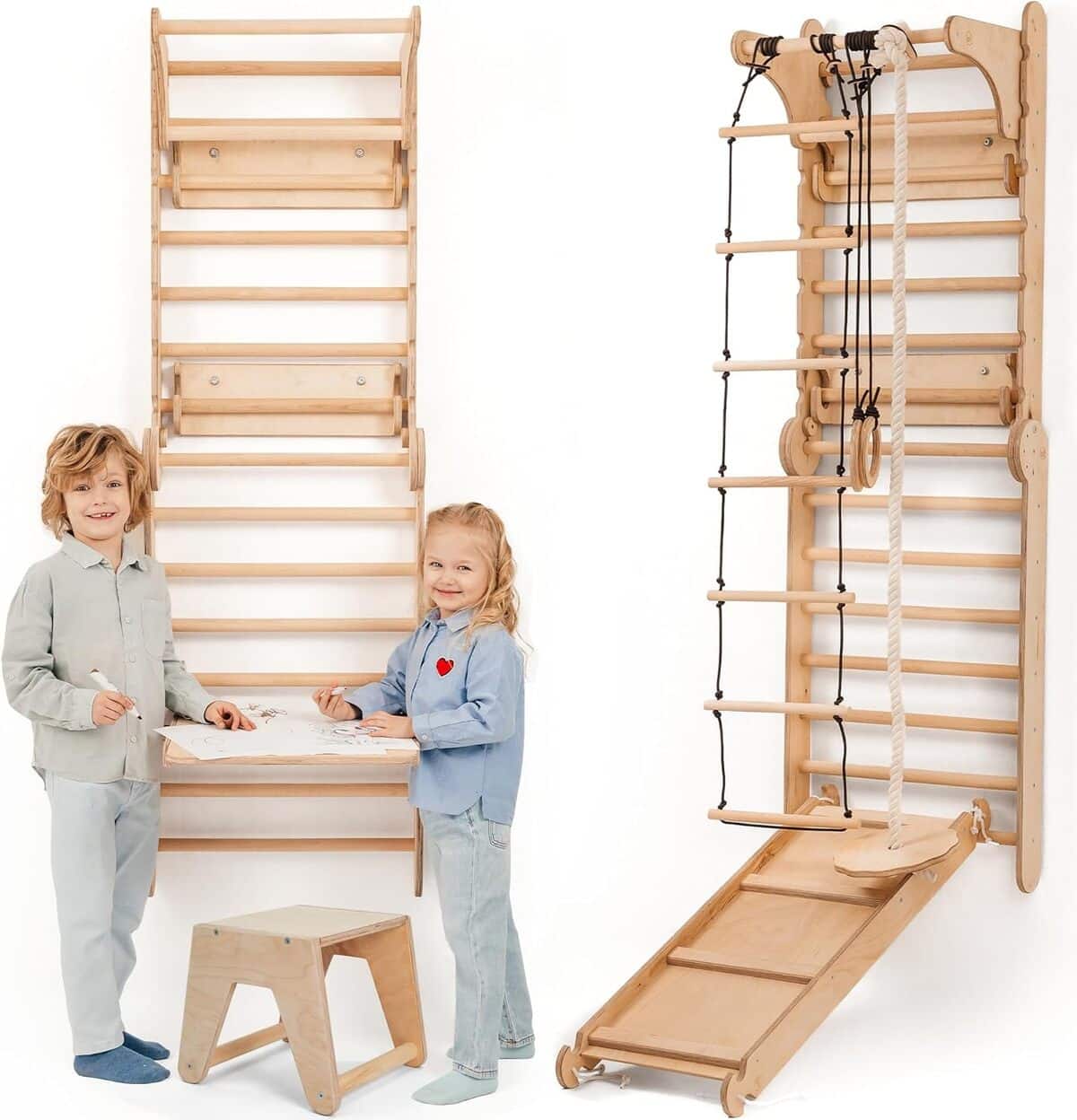 Test de l'échelle suédoise Montessori en bois pour enfants
