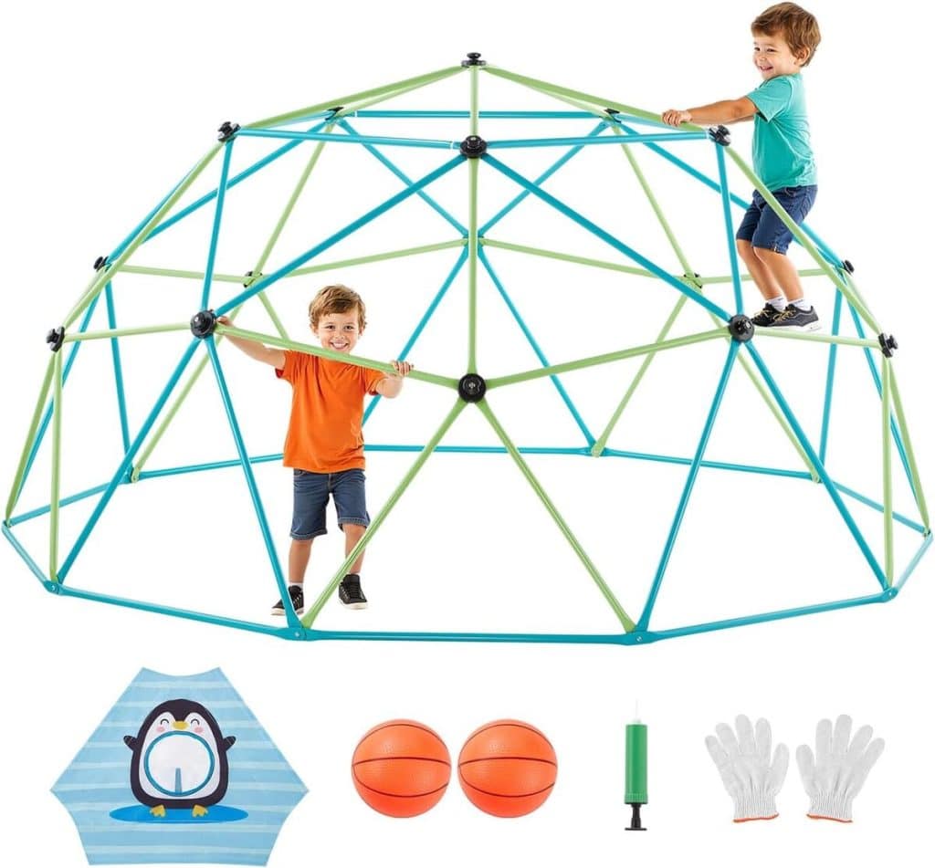 Test : dôme d'escalade géométrique Vevor 305 cm avec filet et ballons