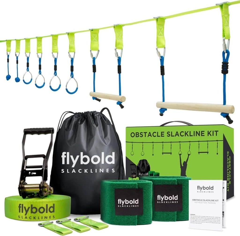 Test du parcours d'obstacles flybold : slackline ninja warrior pour enfants