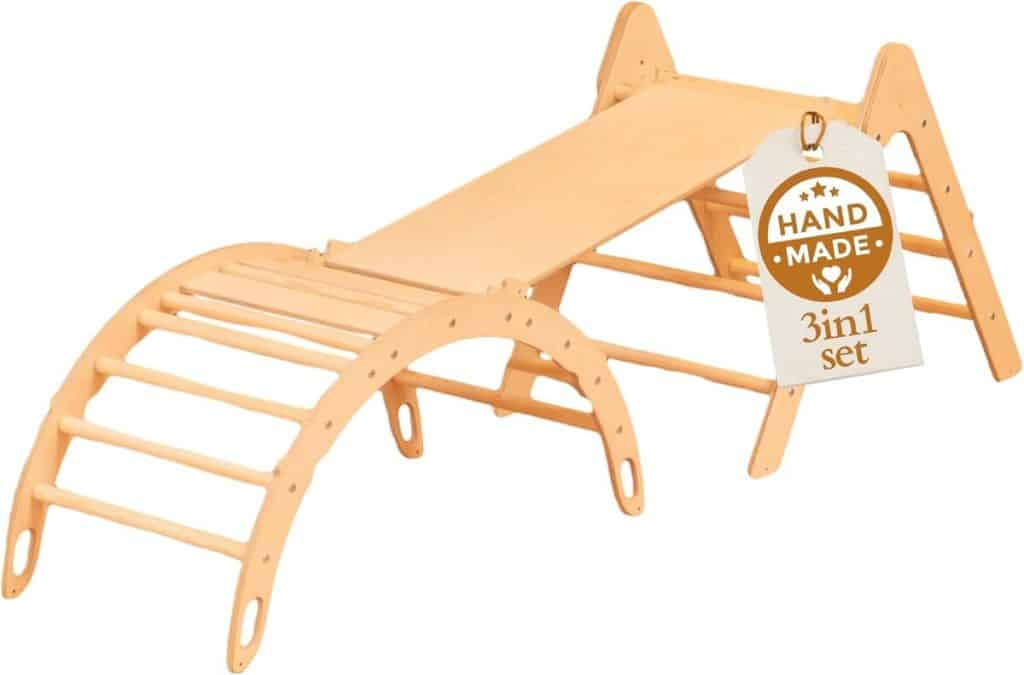 Test : woodsCraft 3en1 arche d'escalade et toboggan Montessori