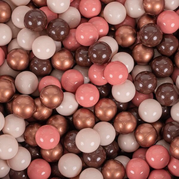 KiddyMoon Aire De Jeux en Mousse avec Rond Piscine À Balles (300 Balles) Fosses À Boules pour Enfants Jouets Parcours Obstacles, Bruyère: Brun/Cuivre/Beige Pastel/Saumon