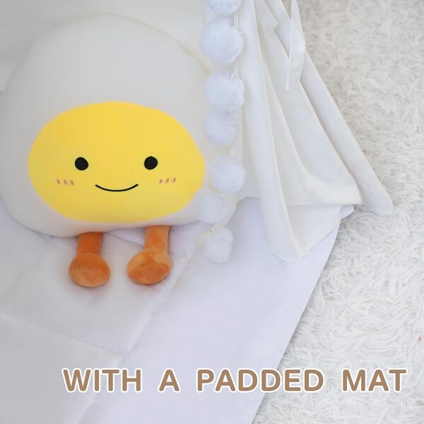 Tente tipi pour enfants avec tapis rembourré en toile de coton avec pompon pour tout-petits, tente de jeu d'intérieur pour filles et garçons avec étoiles lumineuses, sac de transport, bannière
