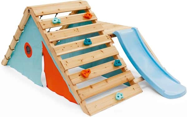 Plum- Centre de Jeu en Bois pour Tout-Petit, Cadre d'escalade, tobogg, 27203, Multicolore