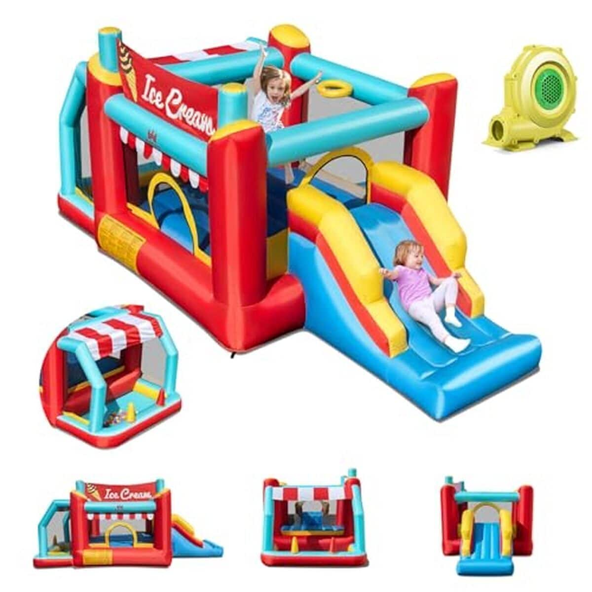Test : château gonflable XXL Goplus avec toboggan et piscine à balles