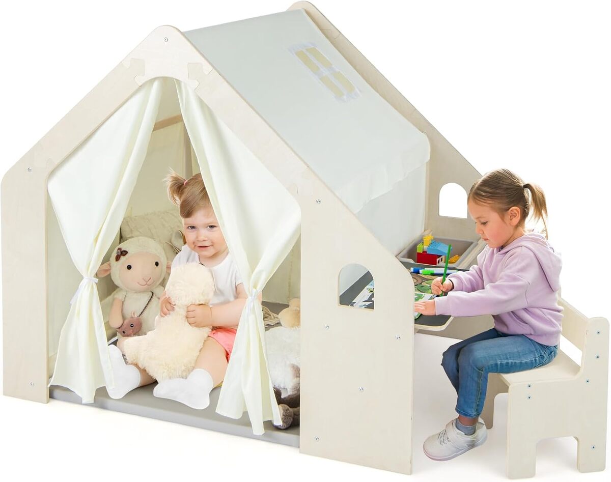 Test de la maison de jeu en bois Goplus 6 en 1 pour enfants
