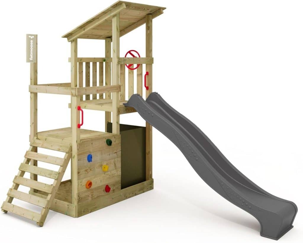 Test du portique d’escalade FruityForest Fun XXL de Fatmoose : un espace de jeu extérieur complet