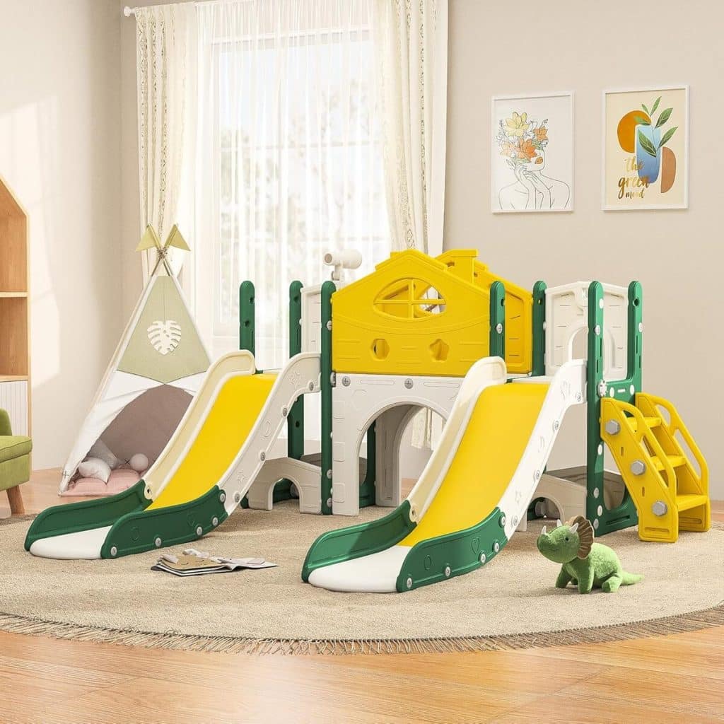 Test du toboggan enfant LIVLUX 7 en 1 avec panier et échelle