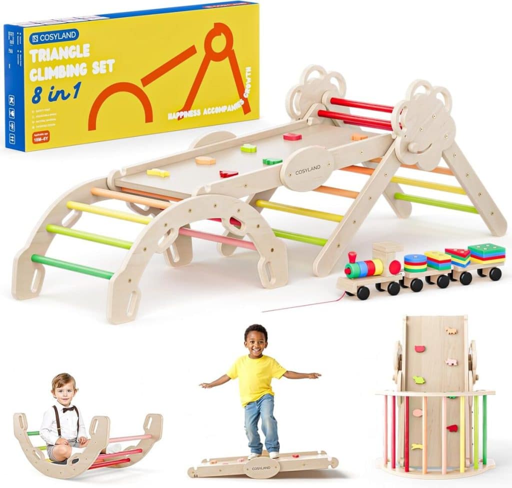 Test du triangle d'escalade COSYLAND Montessori 8-en-1