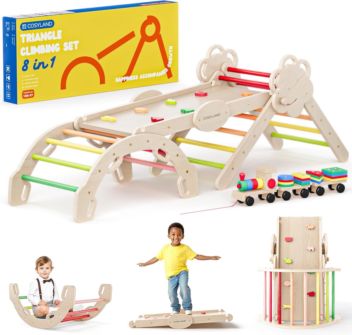 Test du triangle d'escalade COSYLAND Montessori 8-en-1