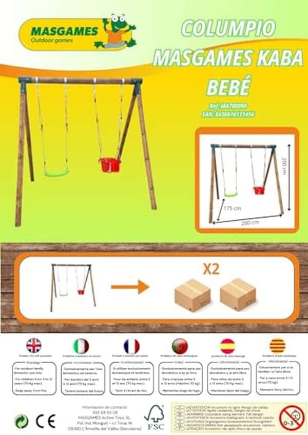 Découvrez notre analyse complète de la balançoire double KABA de MASGAMES : structure en bois traité, idéale pour les petits jardins. Stabilité et durabilité assurées.