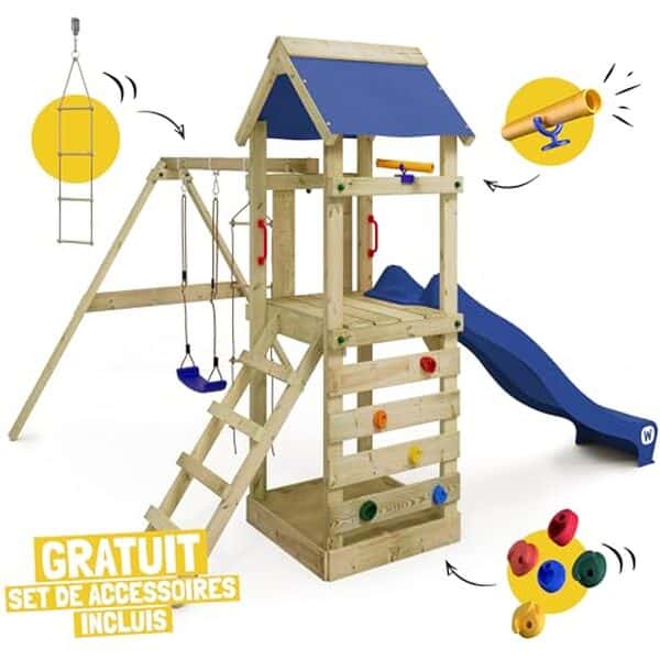 Découvrez notre test du portique Wickey FreeFlyer avec balançoire et toboggan : robustesse, sécurité et plaisir au rendez-vous pour vos enfants.
