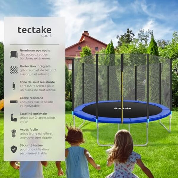 Découvrez notre test complet du trampoline tectake® 366 cm : alliez sécurité et amusement pour toute la famille dans votre jardin
