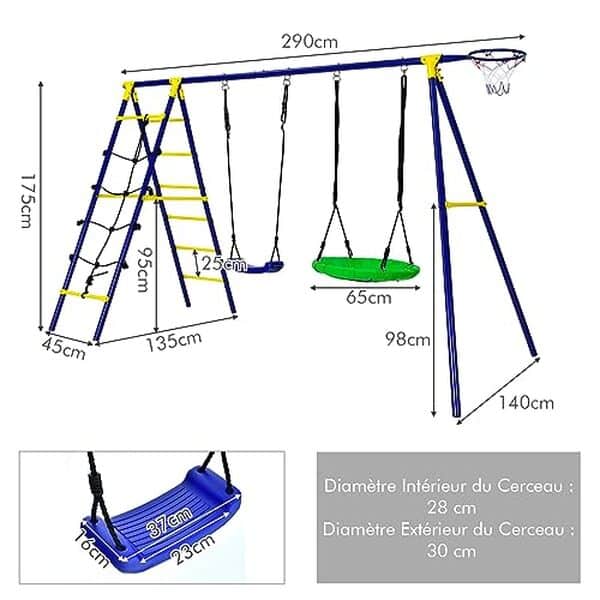 Découvrez notre avis détaillé sur le portique d'extérieur Goplus 5 en 1 avec balançoire : robustesse, design et polyvalence pour des heures de jeu en toute sécurité !