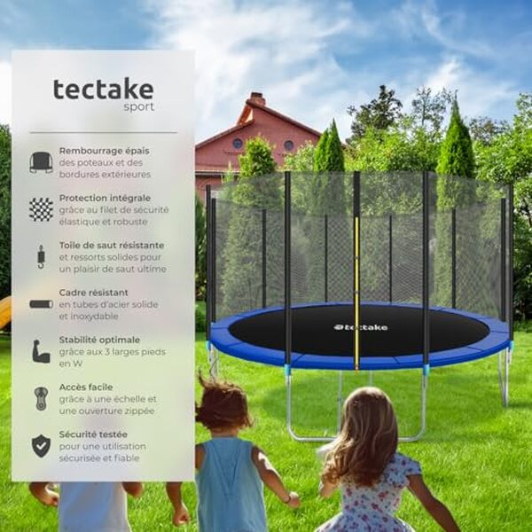 Découvrez notre analyse complète du trampoline tectake Ø 457 cm. Profitez d'une combinaison parfaite de sécurité et de plaisir pour toute la famille grâce à ses certifications fiables et ses performances remarquables.