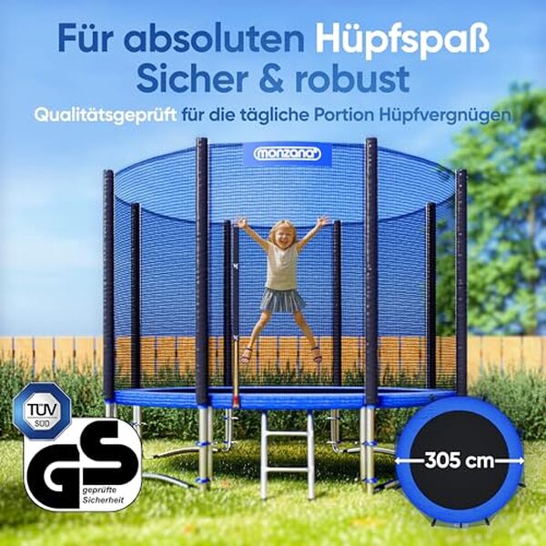 Découvrez notre test complet du trampoline rond Monzana 305 cm : un allié de taille pour des heures de jeu en sécurité στο jardin. Gamme accessible, montage facile et normes de sécurité respectées.