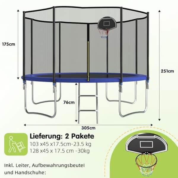Découvrez notre test complet du trampoline d'extérieur avec panier et échelle : un modèle résistant et ludique pour toute la famille, parfait pour vos moments de détente en plein air.