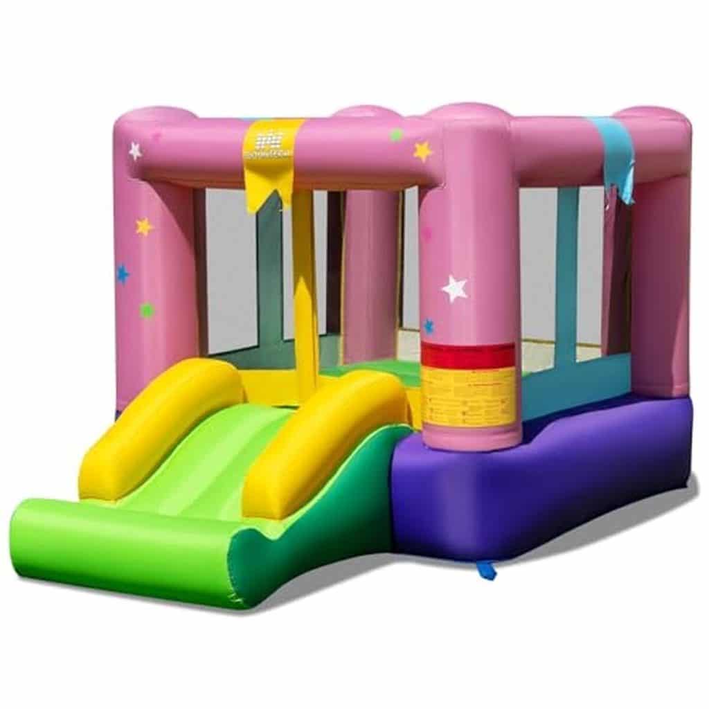 Test du château gonflable Fantask avec toboggan et panier de basket