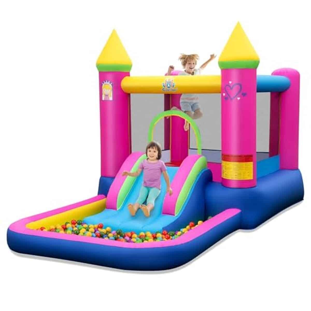 Test du château gonflable Fantask avec toboggan et piscine à balles