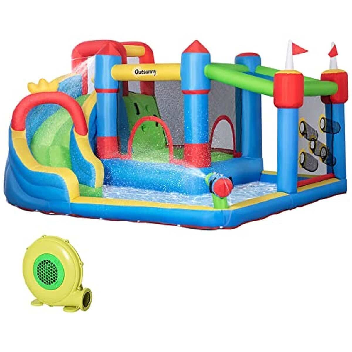 Test Outsunny château gonflable multicolore : jeux aquatiques et trampoline pour enfants